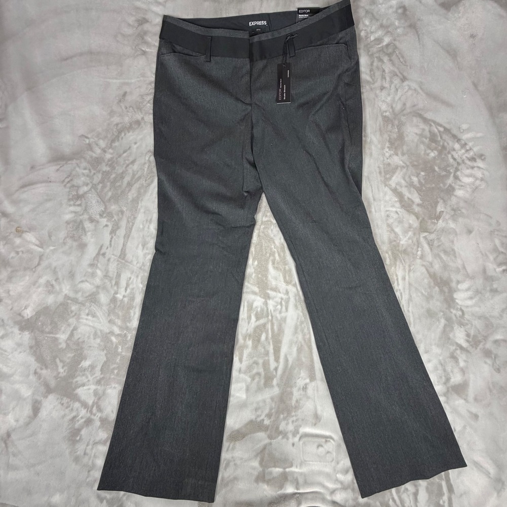Express Editor Barely Boot Studio Stretch Dress Pants Gray Low Rise 12R NWT
